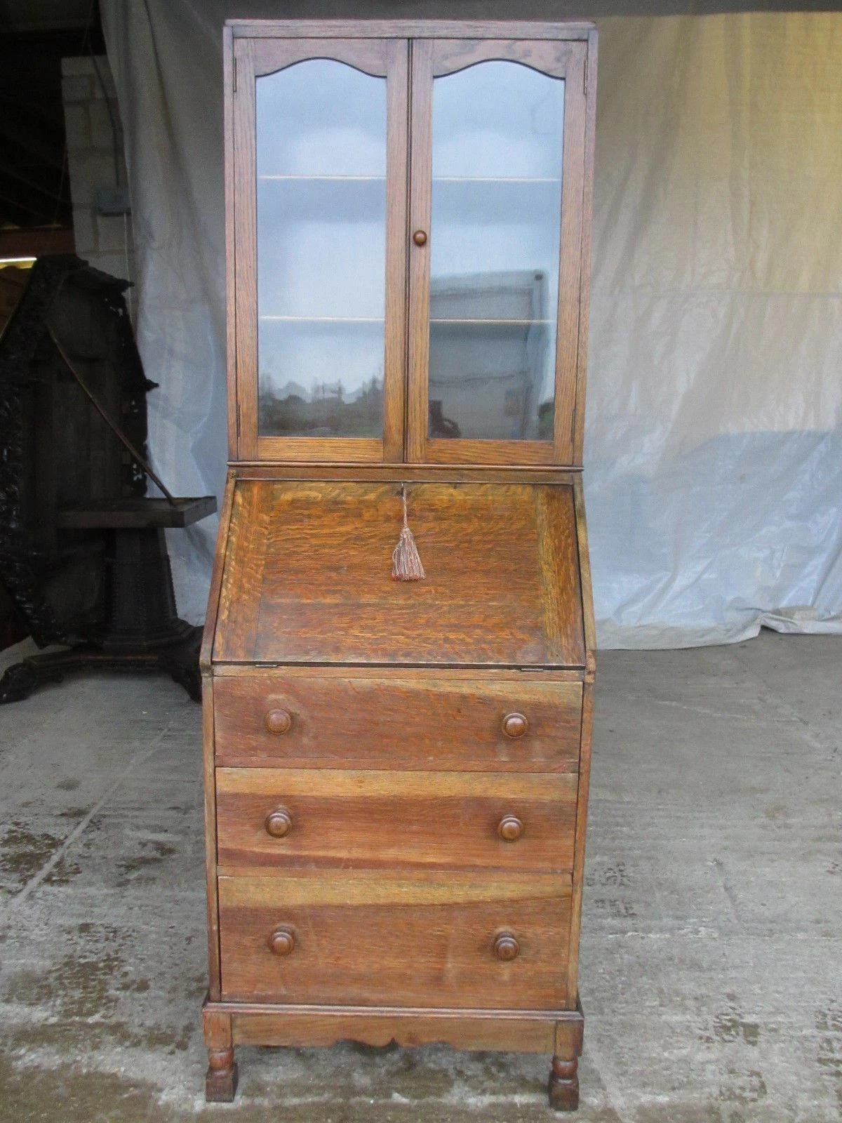 Neat Sized Edwardian Bureau Bookcase With Fitted Interior 1 Neat Sized Edwardian Bureau Bookcase With Fitted Interior