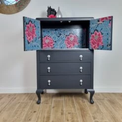 Unknown Off Black Painted Vintage Oak Tallboy Cabinet With Floral Decoupage 13 Unknown Off Black Painted Vintage Oak Tallboy Cabinet With Floral Decoupage -Storage Furniture Sales 2024 off black vintage oak tallboy with floral decoupage 0 3