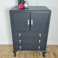 Unknown Off Black Painted Vintage Oak Tallboy Cabinet With Floral Decoupage 16 Unknown Off Black Painted Vintage Oak Tallboy Cabinet With Floral Decoupage -Storage Furniture Sales 2024 off black vintage oak tallboy with floral decoupage 0 6