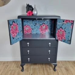 Unknown Off Black Painted Vintage Oak Tallboy Cabinet With Floral Decoupage 18 Unknown Off Black Painted Vintage Oak Tallboy Cabinet With Floral Decoupage -Storage Furniture Sales 2024 off black vintage oak tallboy with floral decoupage 0 8