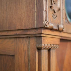 Unknown Old Carved Wood Bookcase Cabinet 3 Doors, Beveled Window Glass, Wooden Furniture -Storage Furniture Sales 2024 old carved wood bookcase cabinet 3 doors beveled window glass wooden furniture sku79412280 0 4 scaled