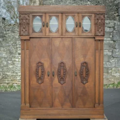 Unknown Old Carved Wood Bookcase Cabinet 3 Doors, Beveled Window Glass, Wooden Furniture -Storage Furniture Sales 2024 old carved wood bookcase cabinet 3 doors beveled window glass wooden furniture sku79412280 0 5 scaled