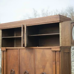 Unknown Old Carved Wood Bookcase Cabinet 3 Doors, Beveled Window Glass, Wooden Furniture -Storage Furniture Sales 2024 old carved wood bookcase cabinet 3 doors beveled window glass wooden furniture sku79412280 0 9 scaled