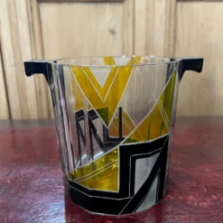 Unknown Original Karl Palda Art Deco Ice Bucket, C.1930. Hand Enamelled Lead Crystal.