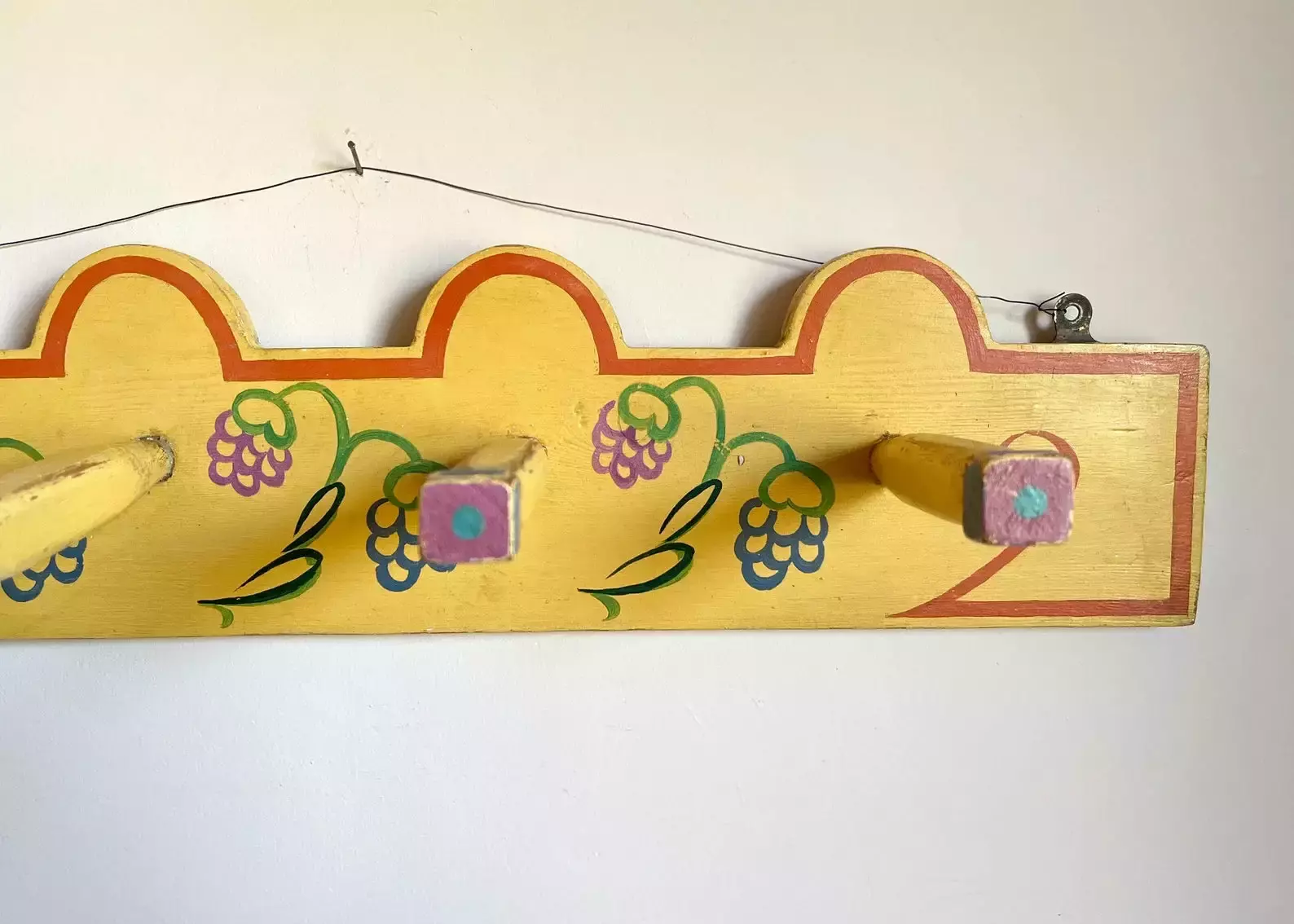 Unknown Painted Pine Coat Rack Hooks, Bloomsbury Style 3 Unknown Painted Pine Coat Rack Hooks, Bloomsbury Style - Image 3