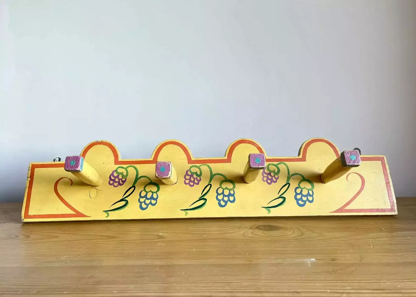 Unknown Painted Pine Coat Rack Hooks, Bloomsbury Style 6 Unknown Painted Pine Coat Rack Hooks, Bloomsbury Style - Image 6