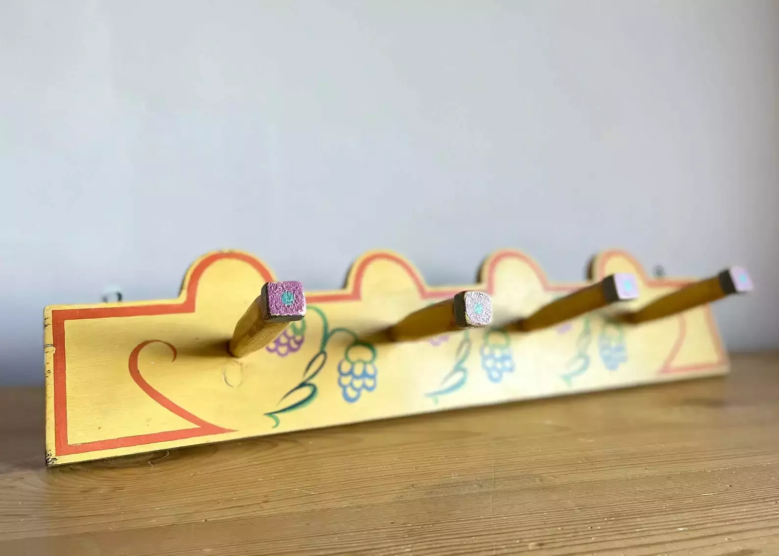 Unknown Painted Pine Coat Rack Hooks, Bloomsbury Style 7 Unknown Painted Pine Coat Rack Hooks, Bloomsbury Style - Image 7