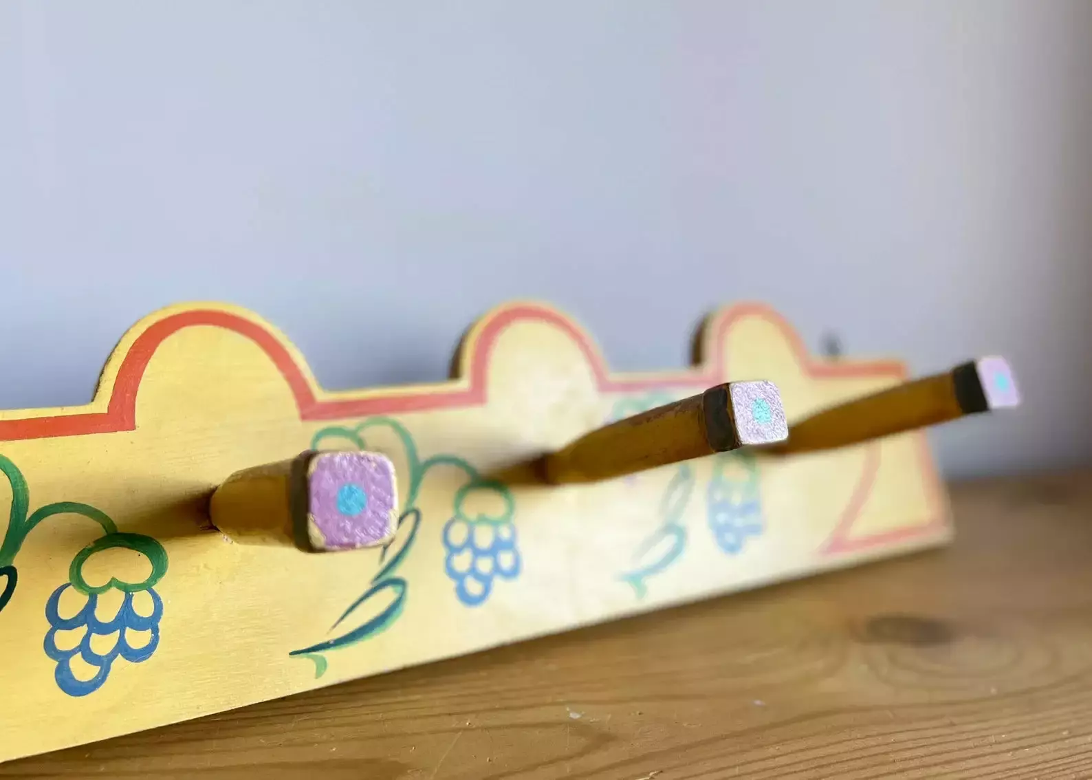 Unknown Painted Pine Coat Rack Hooks, Bloomsbury Style 8 Unknown Painted Pine Coat Rack Hooks, Bloomsbury Style - Image 8