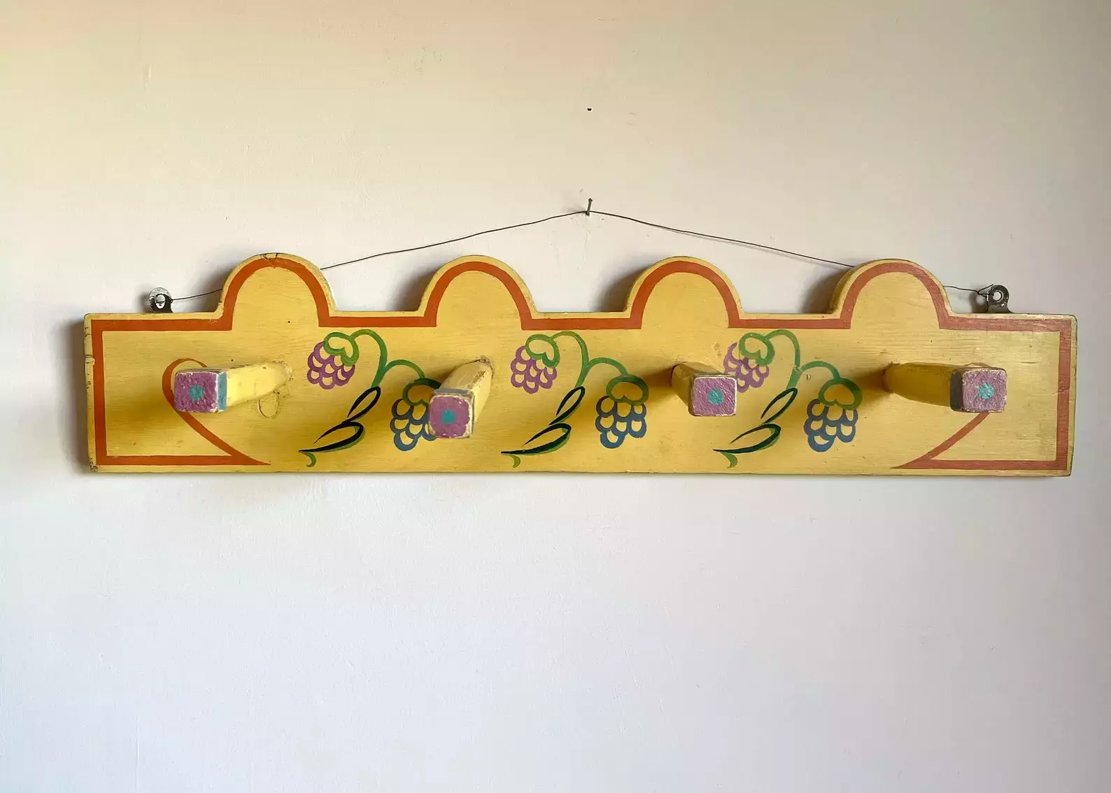Unknown Painted Pine Coat Rack Hooks, Bloomsbury Style 9 Unknown Painted Pine Coat Rack Hooks, Bloomsbury Style - Image 9
