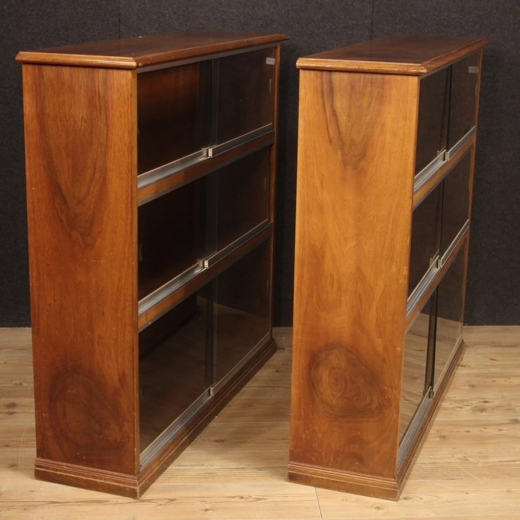 Pair Of Italian Bookcases In Walnut Wood 9 Pair Of Italian Bookcases In Walnut Wood - Image 9