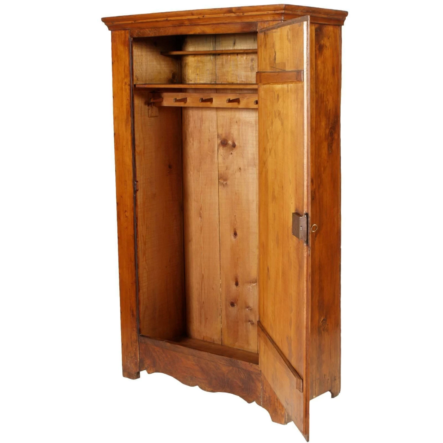 Period Biedermeier Antique Elegant Cupboard Wardrobe Solid Fir Polished To Wax 2 Period Biedermeier Antique Elegant Cupboard Wardrobe Solid Fir Polished To Wax - Image 2