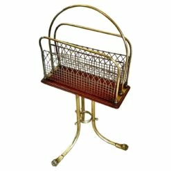 ​​Quality Antique Victorian Brass And Mahogany Revolving Magazine Stand