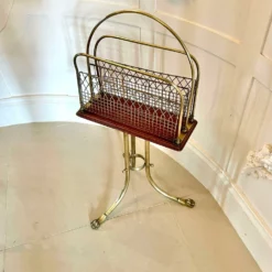 ​​Quality Antique Victorian Brass And Mahogany Revolving Magazine Stand -Storage Furniture Sales 2024 quality antique victorian brass and mahogany revolving magazine stand 0 5