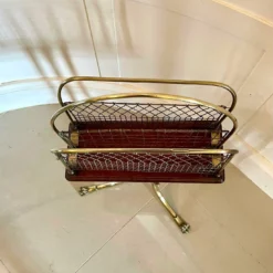 ​​Quality Antique Victorian Brass And Mahogany Revolving Magazine Stand -Storage Furniture Sales 2024 quality antique victorian brass and mahogany revolving magazine stand 0 7