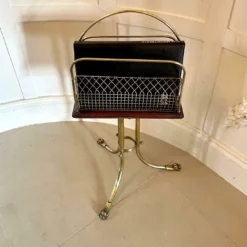 ​​Quality Antique Victorian Brass And Mahogany Revolving Magazine Stand -Storage Furniture Sales 2024 quality antique victorian brass and mahogany revolving magazine stand 0 9