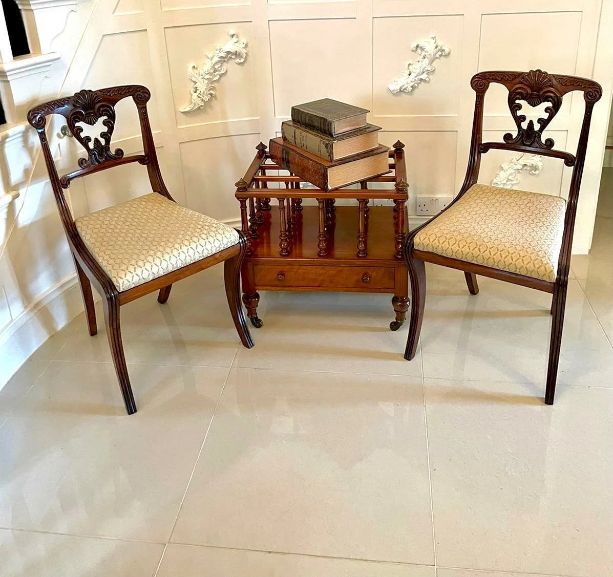 Quality Antique Victorian Figured Walnut Canterbury 2 Quality Antique Victorian Figured Walnut Canterbury - Image 2