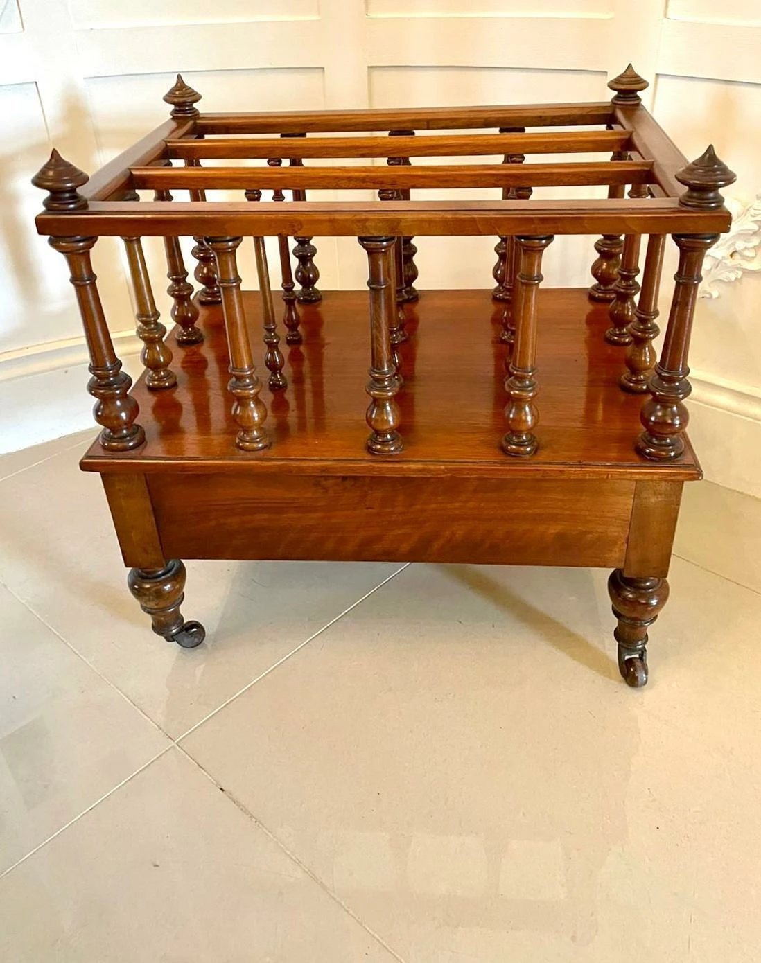 Quality Antique Victorian Figured Walnut Canterbury 3 Quality Antique Victorian Figured Walnut Canterbury - Image 3