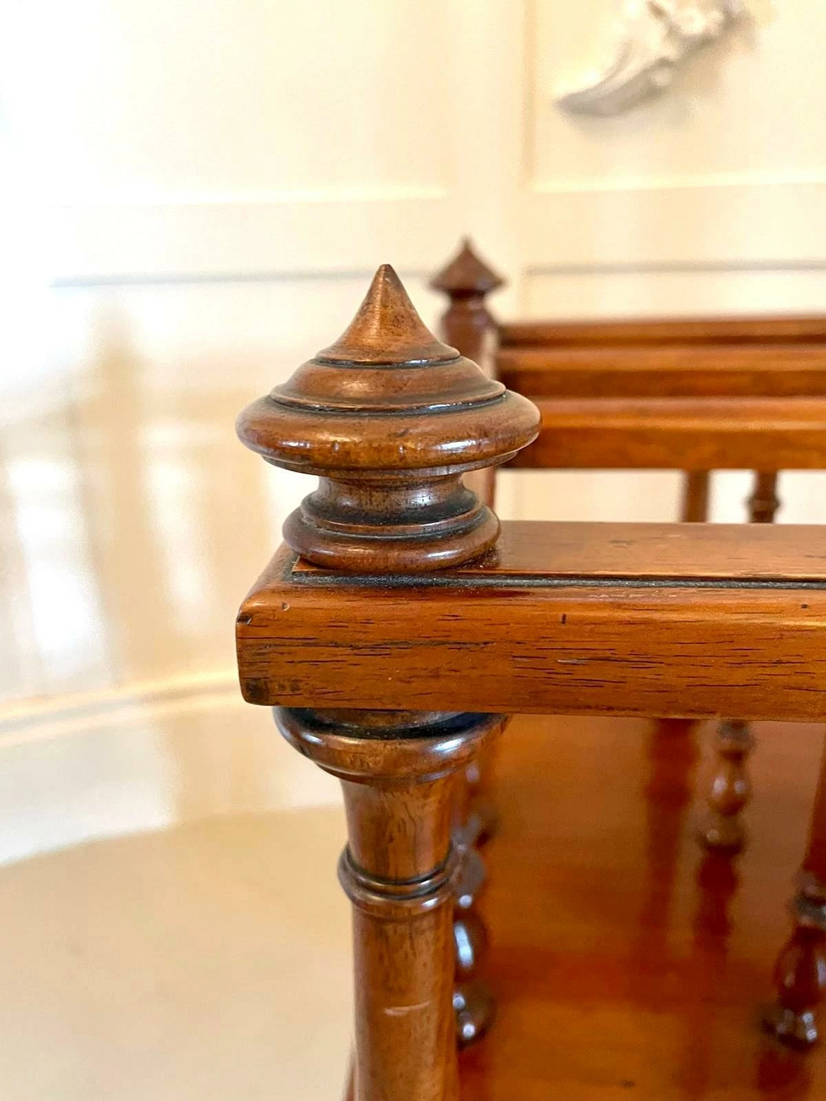 Quality Antique Victorian Figured Walnut Canterbury 7 Quality Antique Victorian Figured Walnut Canterbury - Image 7