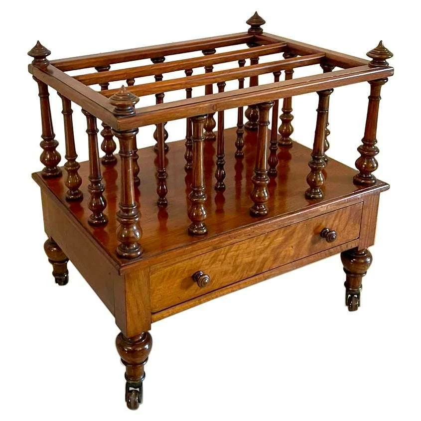 Quality Antique Victorian Figured Walnut Canterbury 1 Quality Antique Victorian Figured Walnut Canterbury