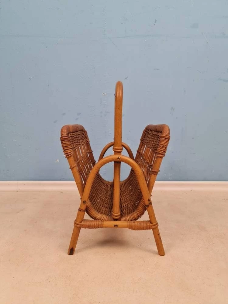 Unknown Rattan Vintage Magazine Rack, 1960s 4 Unknown Rattan Vintage Magazine Rack, 1960s - Image 4