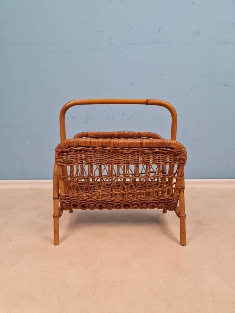 Unknown Rattan Vintage Magazine Rack, 1960s 6 Unknown Rattan Vintage Magazine Rack, 1960s - Image 6