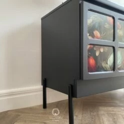 Refurbished Nathan Sideboard Black With Floral Design -Storage Furniture Sales 2024 refurbished nathan sideboard black with floral design sku70581822 0 1