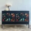 Refurbished Nathan Sideboard Black With Floral Design