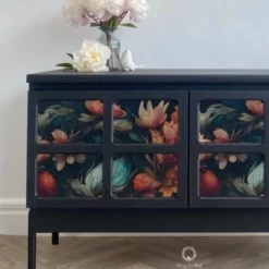 Refurbished Nathan Sideboard Black With Floral Design -Storage Furniture Sales 2024 refurbished nathan sideboard black with floral design sku70581822 0 5