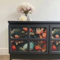 Refurbished Nathan Sideboard Black With Floral Design -Storage Furniture Sales 2024 refurbished nathan sideboard black with floral design sku70581822 0 7
