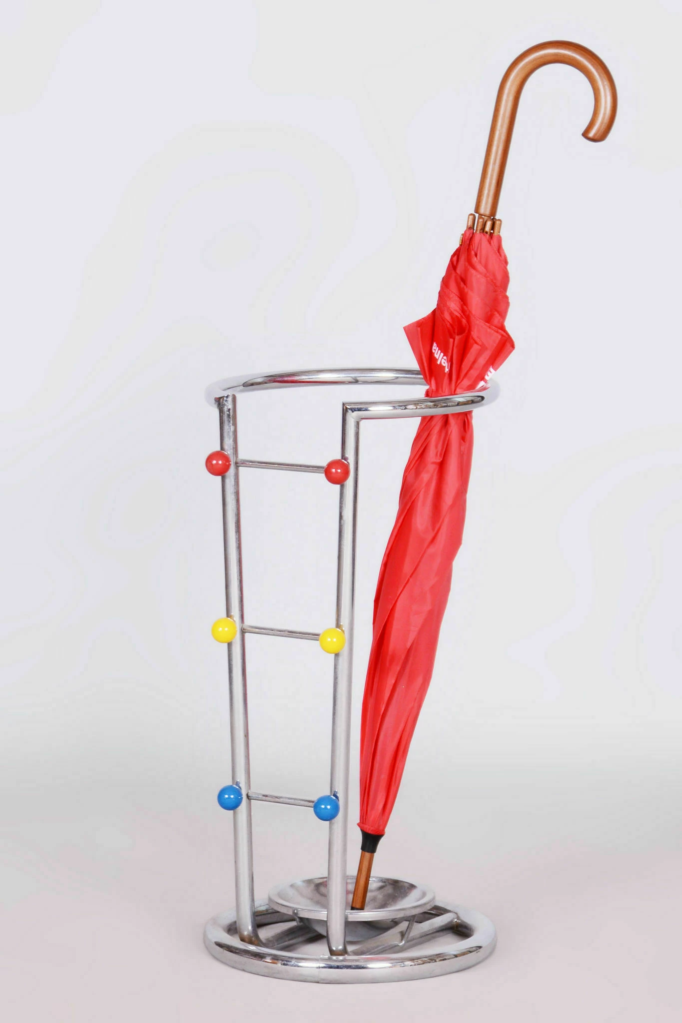 Restored Bauhaus Umbrella Stand, Chrome Plated Steel, Germany, 1950s 1 Restored Bauhaus Umbrella Stand, Chrome Plated Steel, Germany, 1950s