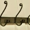 Unknown Row Of 3 Polished Steel And Wrought Iron Hat And Coat Hooks