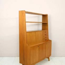 Scandinavian Bookcase With Folding Desk Original Teak Furniture From The 60s. -Storage Furniture Sales 2024 scandinavian bookcase with folding desk original teak furniture from the 60s sku61897213 0 3