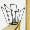 Sculptural Danish Mid Century Magazine Rack In Metal And Rattan, Laurids Lonborg