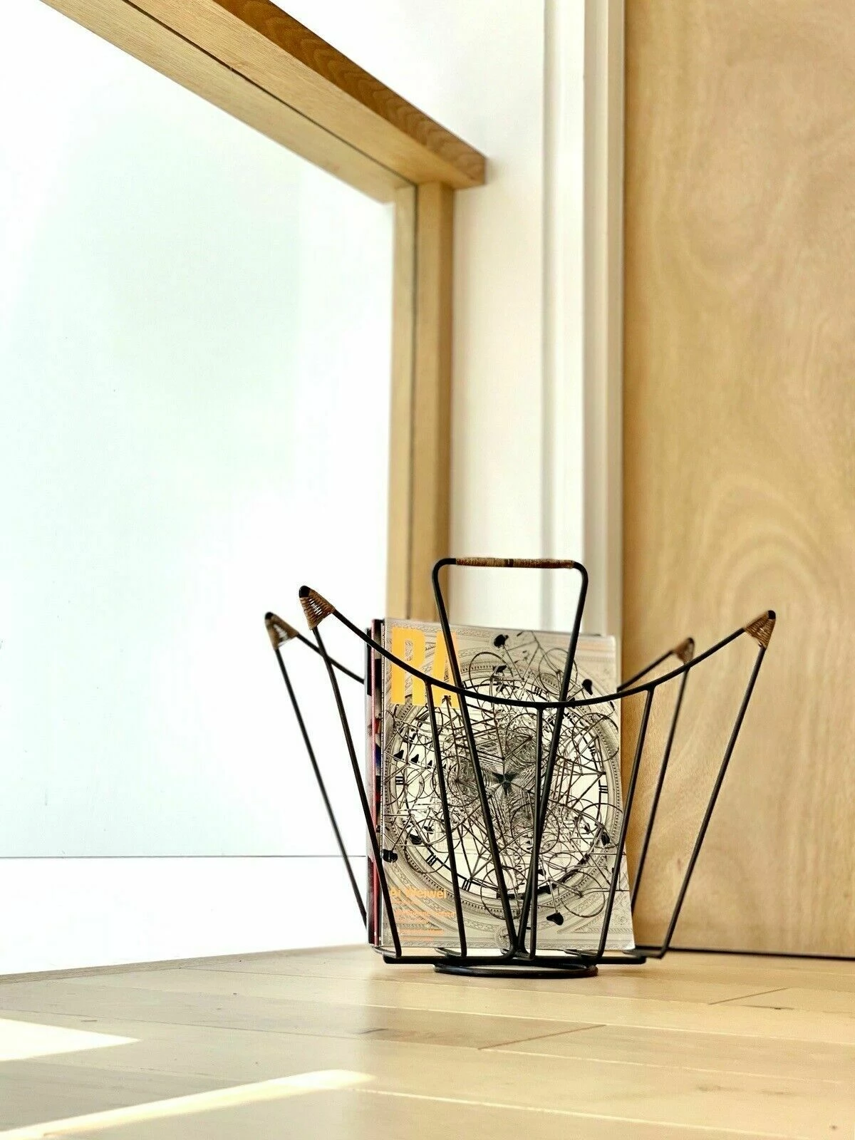 Sculptural Danish Mid Century Magazine Rack In Metal And Rattan, Laurids Lonborg 13 Sculptural Danish Mid Century Magazine Rack In Metal And Rattan, Laurids Lonborg - Image 13