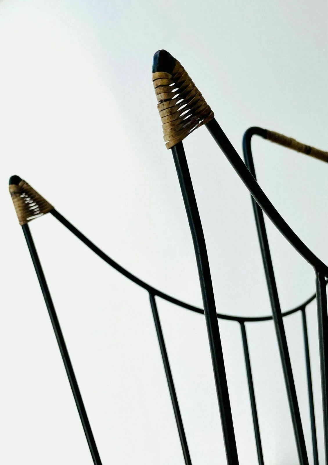 Sculptural Danish Mid Century Magazine Rack In Metal And Rattan, Laurids Lonborg 3 Sculptural Danish Mid Century Magazine Rack In Metal And Rattan, Laurids Lonborg - Image 3