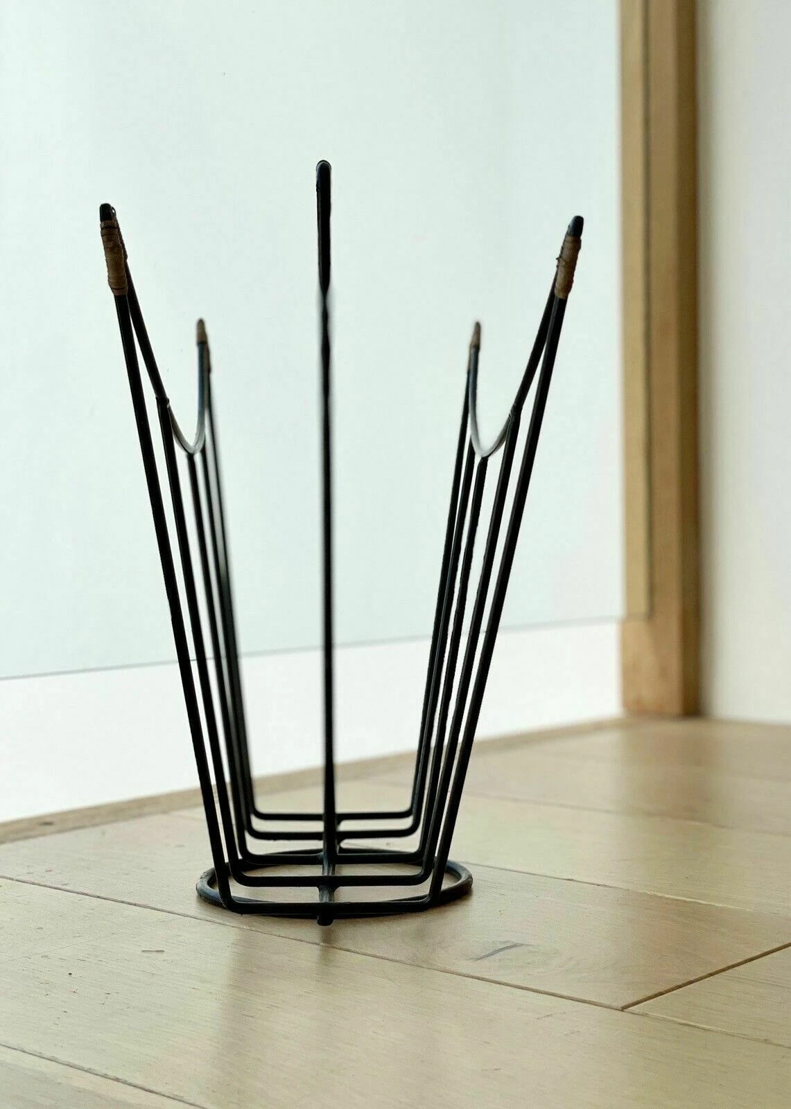 Sculptural Danish Mid Century Magazine Rack In Metal And Rattan, Laurids Lonborg 4 Sculptural Danish Mid Century Magazine Rack In Metal And Rattan, Laurids Lonborg - Image 4