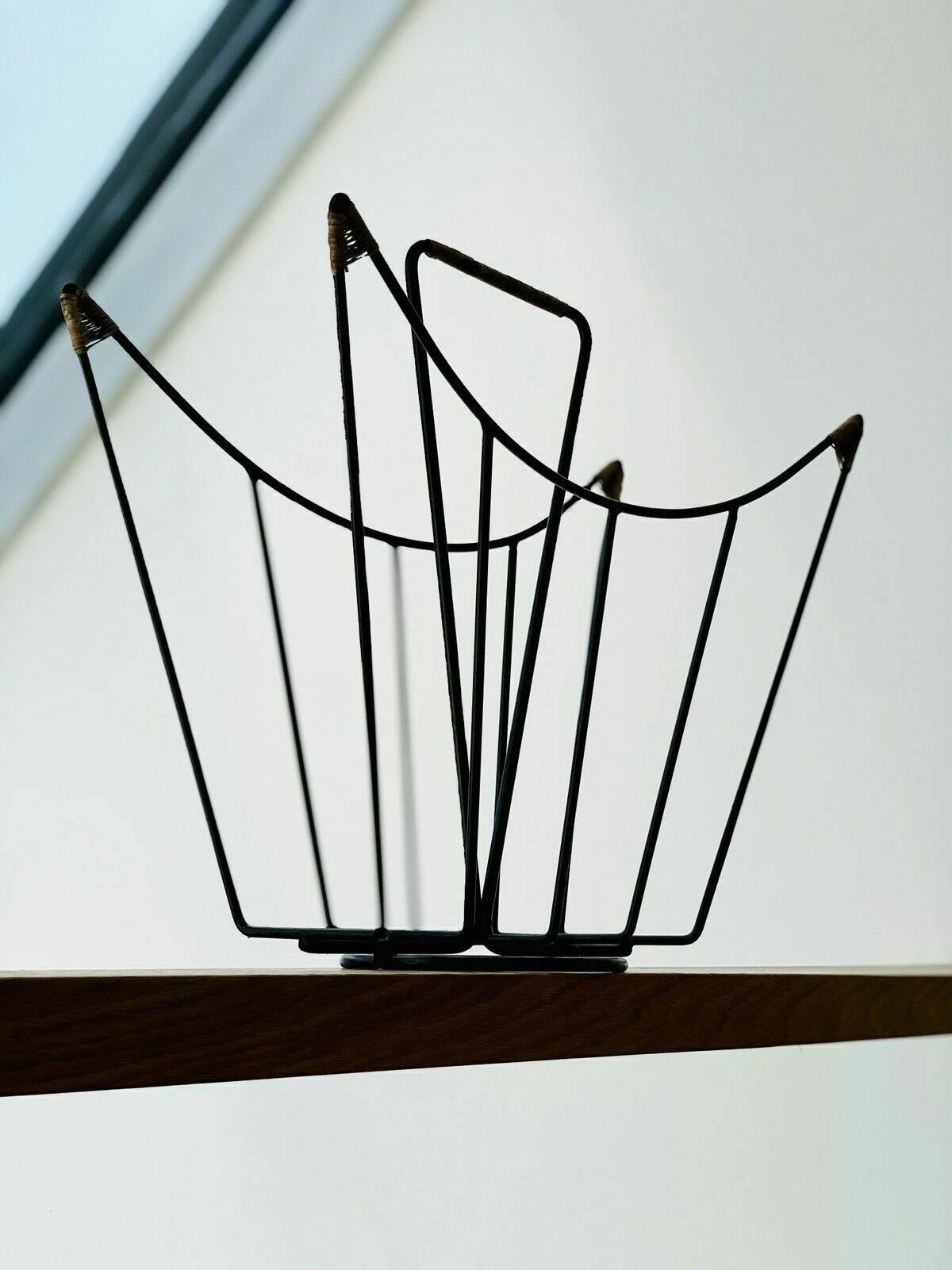 Sculptural Danish Mid Century Magazine Rack In Metal And Rattan, Laurids Lonborg 6 Sculptural Danish Mid Century Magazine Rack In Metal And Rattan, Laurids Lonborg - Image 6