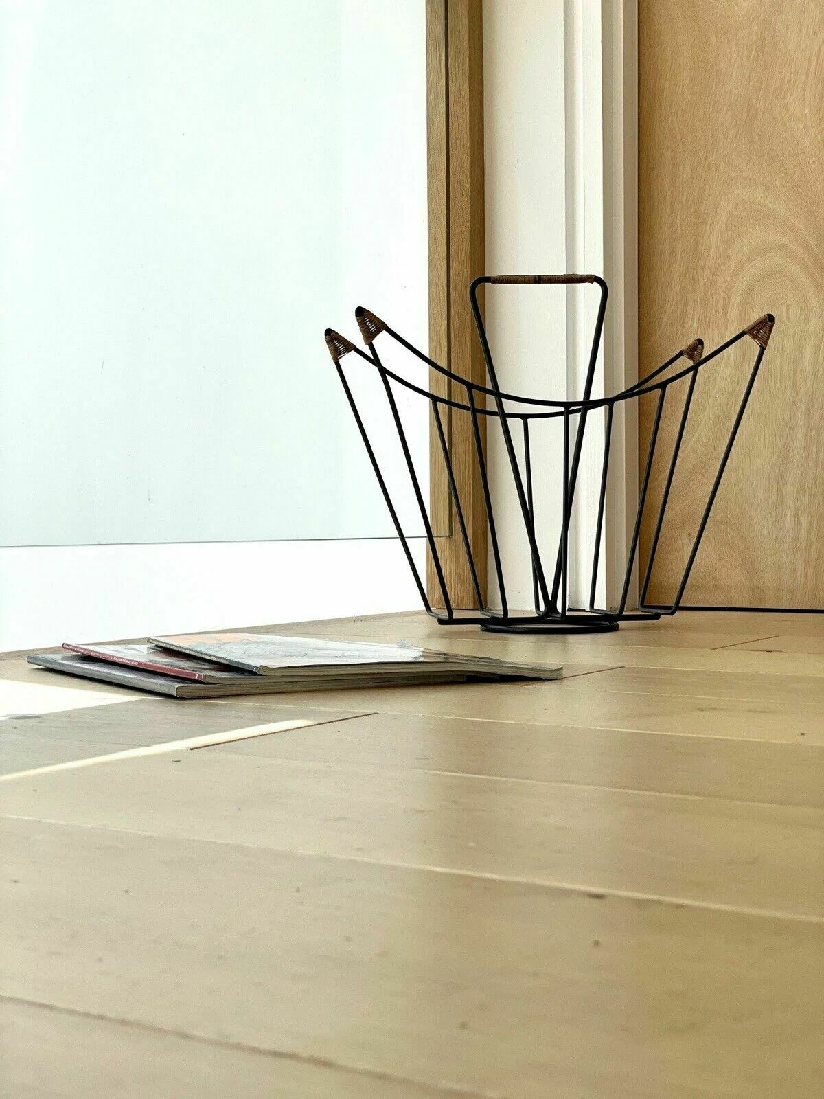 Sculptural Danish Mid Century Magazine Rack In Metal And Rattan, Laurids Lonborg 8 Sculptural Danish Mid Century Magazine Rack In Metal And Rattan, Laurids Lonborg - Image 8