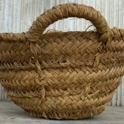 Unknown Set Of 2 Spanish Woven Wicker Olive Grape Harvest Basket