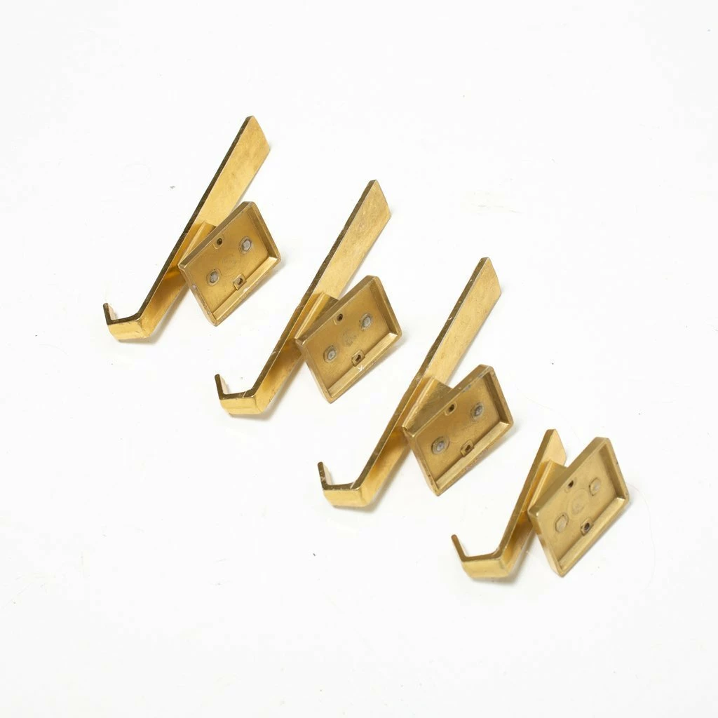 Set Of Mid Century Brass Hooks 2 Set Of Mid Century Brass Hooks - Image 2