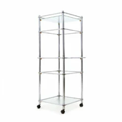 Front Page 22 Shelf With Three Shelves In Wired Glass, 70s