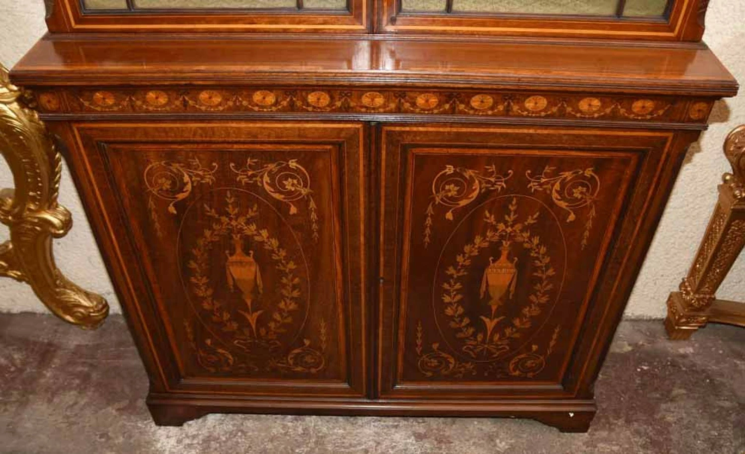 Unknown Sheraton Revival Mahogany Bookcase Display Cabinet 2 Unknown Sheraton Revival Mahogany Bookcase Display Cabinet - Image 2