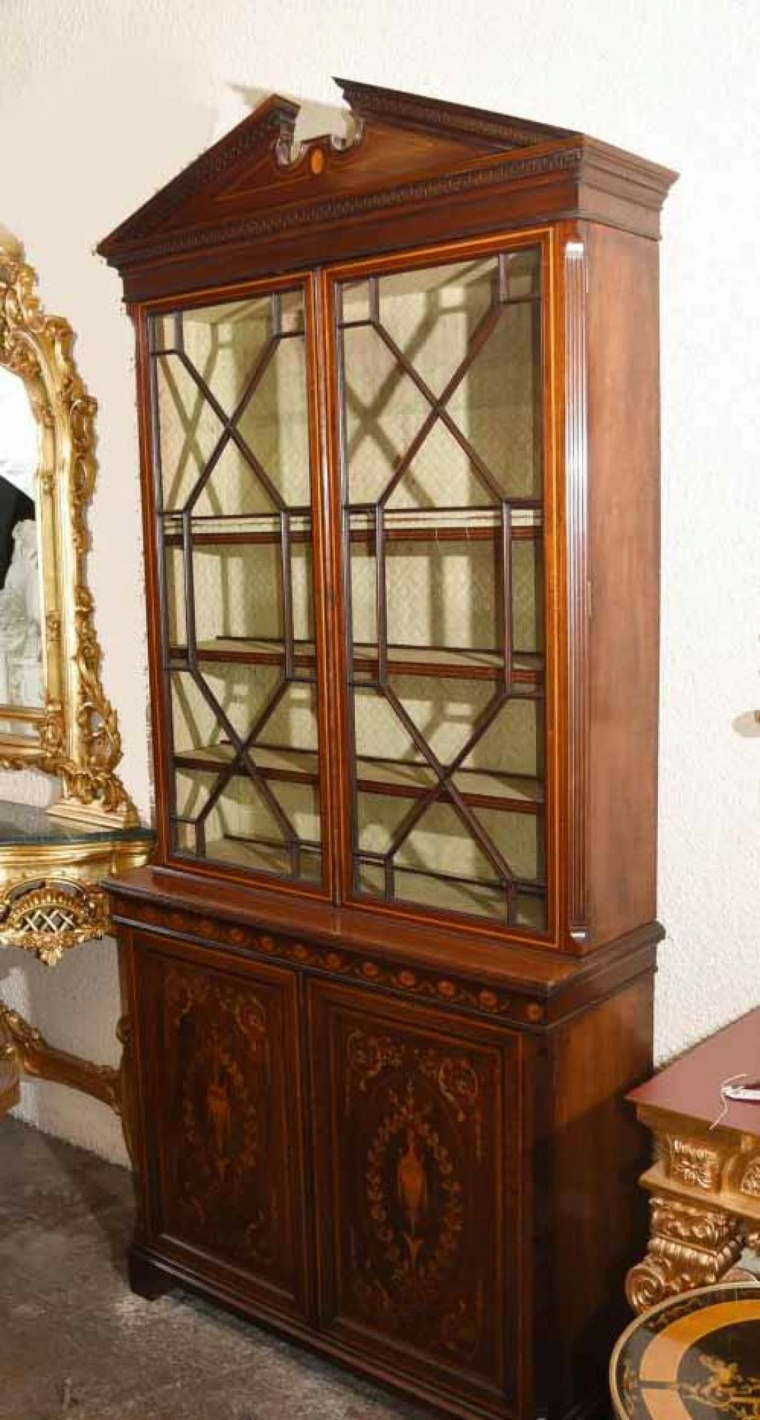 Unknown Sheraton Revival Mahogany Bookcase Display Cabinet 4 Unknown Sheraton Revival Mahogany Bookcase Display Cabinet - Image 4