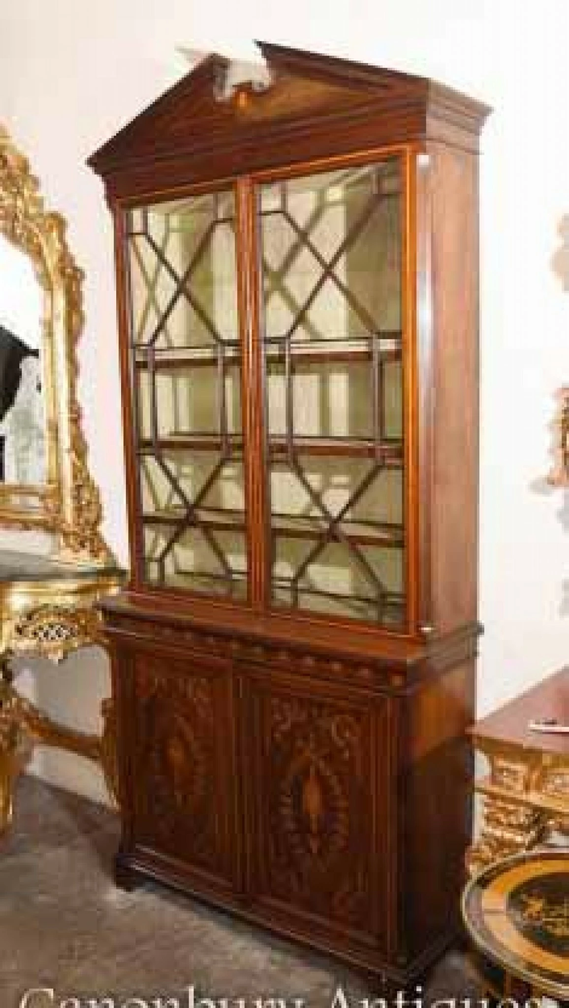 Unknown Sheraton Revival Mahogany Bookcase Display Cabinet 1 Unknown Sheraton Revival Mahogany Bookcase Display Cabinet