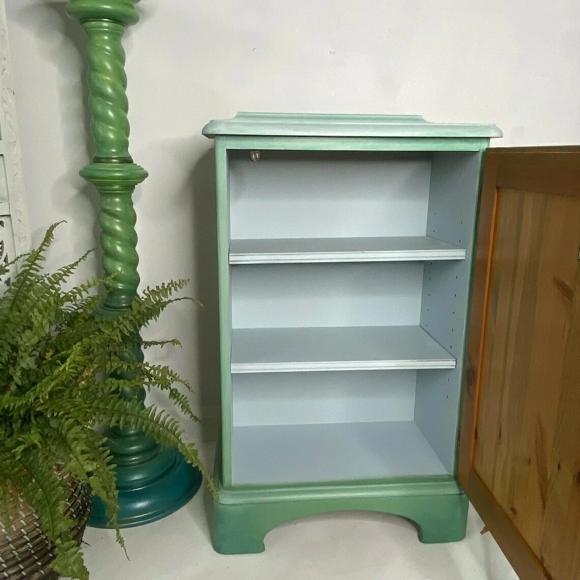 Small Pine Ducal Cupboard, Green 6 Small Pine Ducal Cupboard, Green - Image 6