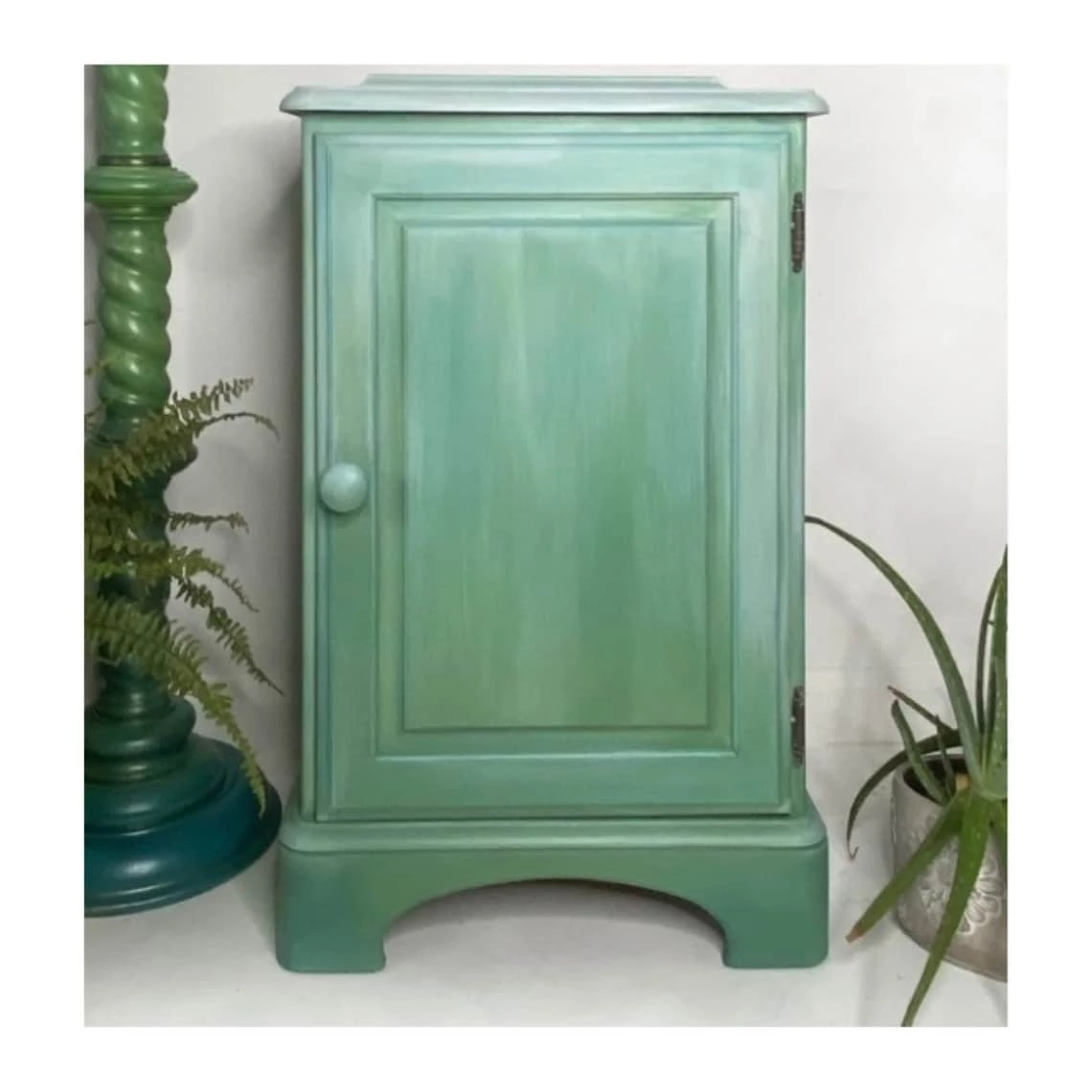 Small Pine Ducal Cupboard, Green 1 Small Pine Ducal Cupboard, Green