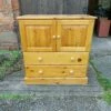 Unknown Solid Pine 2 Drawer & Double Door Storage Cupboard For Upcycling