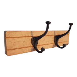 Solid Teak Hook With 2 Cast Iron Hooks