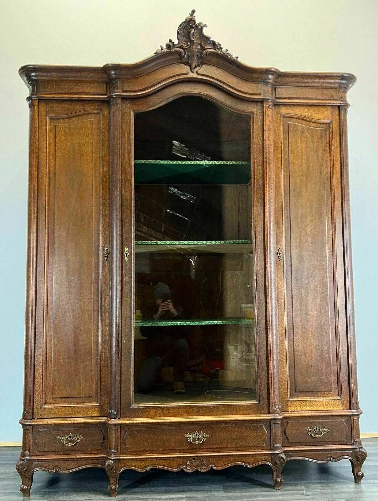 Unknown Stunning French Antique 3 Door Bookcase 2 Unknown Stunning French Antique 3 Door Bookcase - Image 2