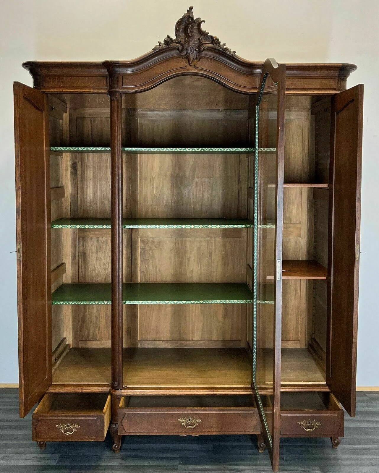 Unknown Stunning French Antique 3 Door Bookcase 11 Unknown Stunning French Antique 3 Door Bookcase - Image 11
